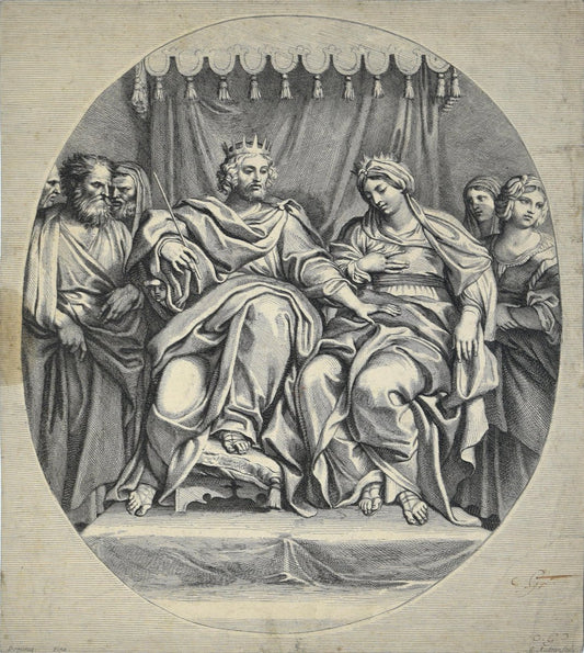 The King and the Queen - Etching after Domeniquin (Domenichino) by G. Audran 1650-1699