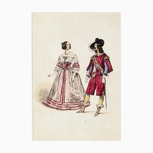 The Lady and the Musketeer - Original Lithograph - End of 19th Century End of the 19th Century-ZCI-758615