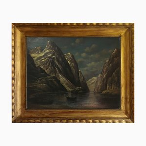 The Lake Painting, French School, Italy, Oil on Canvas, Framed-YUW-1299406