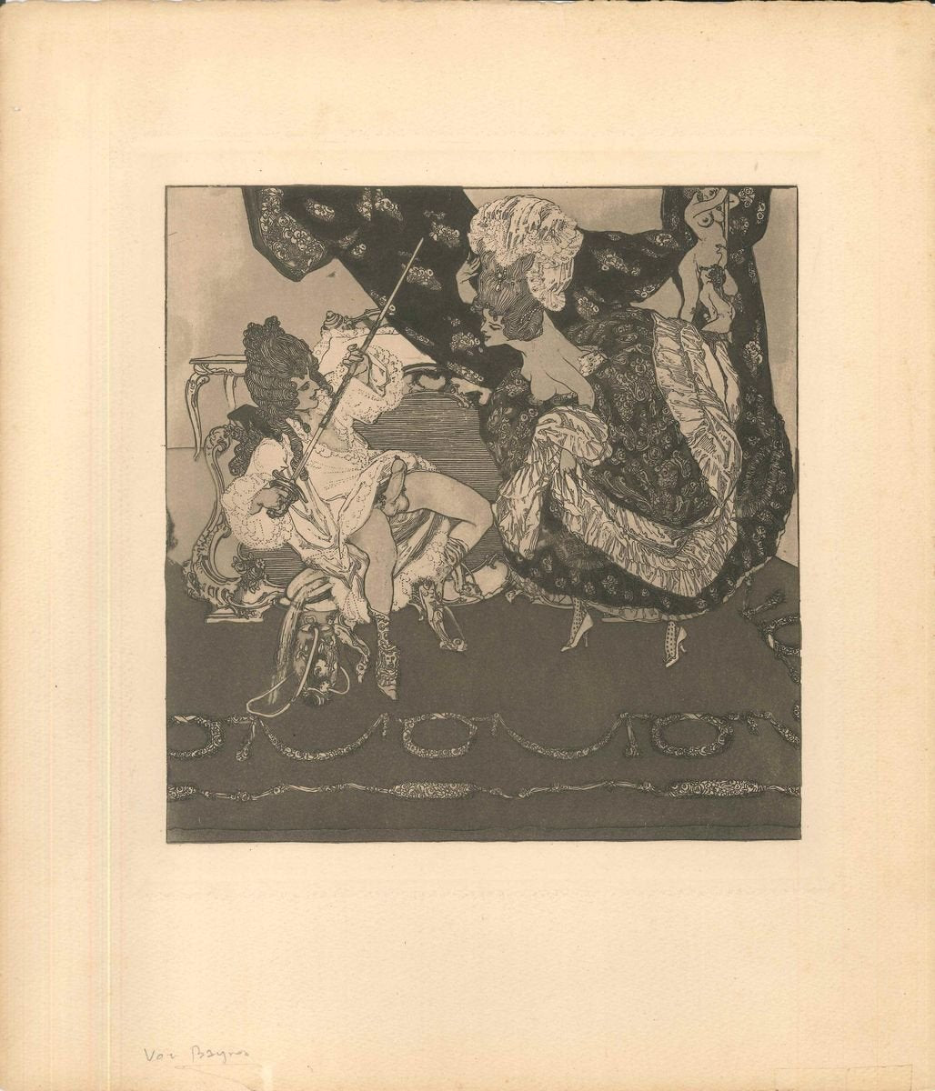 The Libertine - Original Etching an Aquatint by Franz von Bayros - 1907 1907