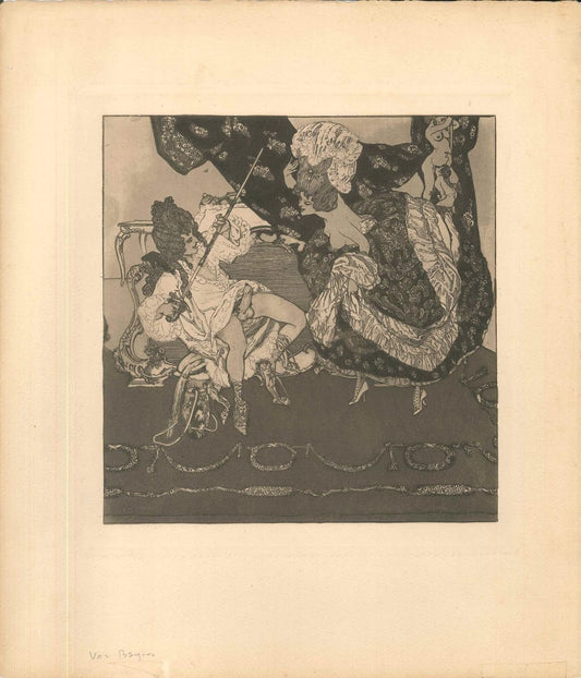 The Libertine - Original Etching an Aquatint by Franz von Bayros - 1907 1907