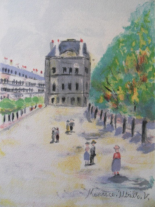 The Louvre Museum Original Lithograph by Maurice Utrillo