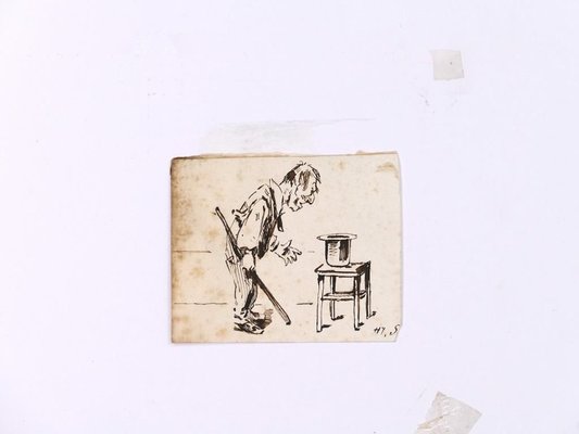 The Magician - Original Ink Drawing on Paper by H. Somm - Late 19th Century Late 19th Century-ZCI-762173