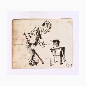 The Magician - Original Ink Drawing on Paper by H. Somm - Late 19th Century Late 19th Century-ZCI-762173