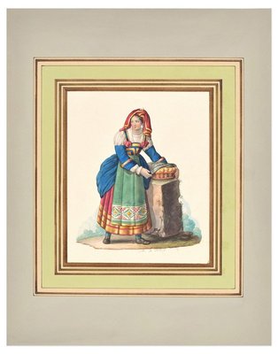 The maker - Original Ink Watercolor by M. De Vito - Early 1800 Early 19th Century-ZCI-757337