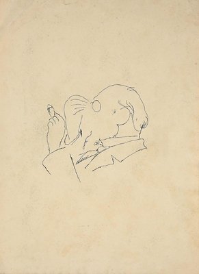 The Man With Cigarette, Original Drawing in China Ink, Early 20th Century-ZCI-942631