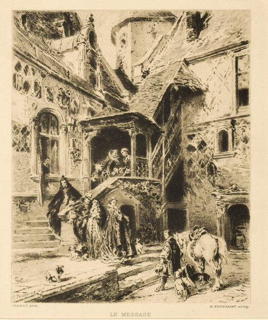 The Message Etching by Henri-Charles Toussaint after Toussaint E. Isabey, 1880