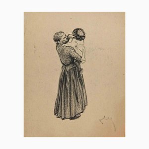 The Mother and Child, Original Drawing, Early 20th-Century-ZCI-1250833