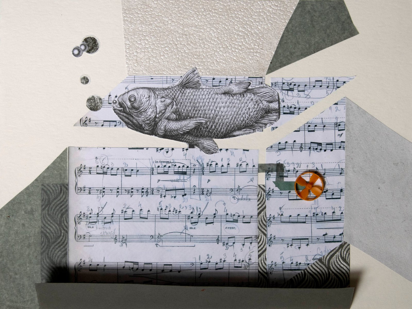 The Music Box by Raluca Arnăutu, Collage on Paper