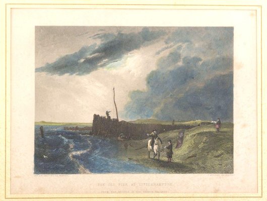 The Old Pier at Littlehampton - Lithograph on Paper by J. Cousen - Mid-1800 Mid-19th Century-ZCI-755440