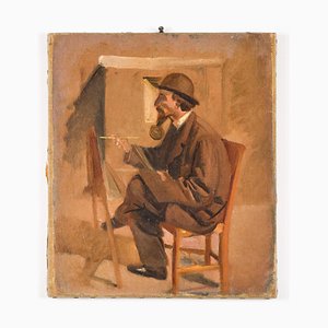 The Painter - Original Oil on Canvas attr. to V. Cabianca - Late 19th Century Late 19th Century-ZCI-757141