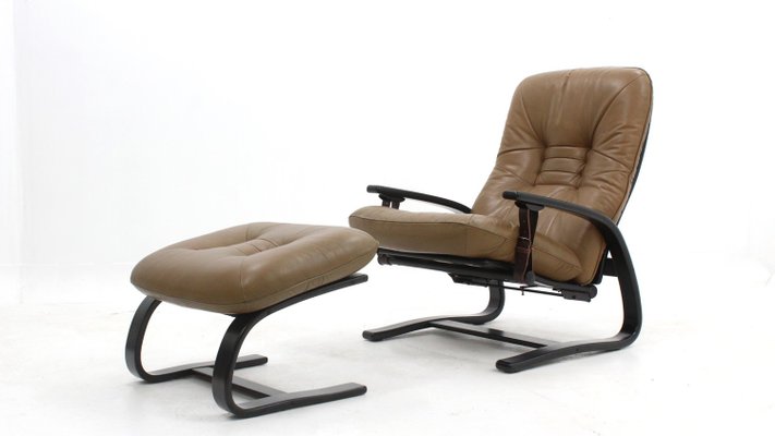 The Panter Reclining Armchair & Ottoman from Westnofa, 1970s, Set of 2-ZQ-2022556