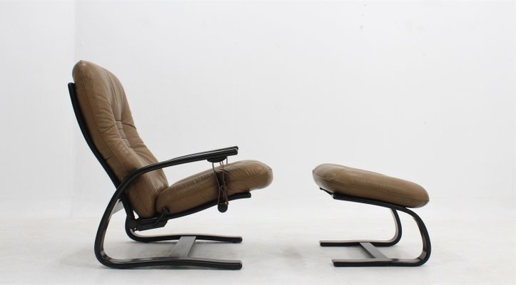 The Panter Reclining Armchair & Ottoman from Westnofa, 1970s, Set of 2-ZQ-2022556