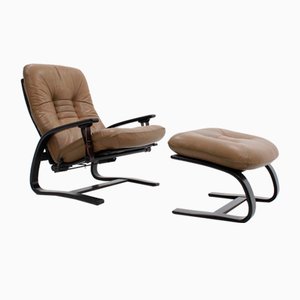 The Panter Reclining Armchair & Ottoman from Westnofa, 1970s, Set of 2-ZQ-2022556