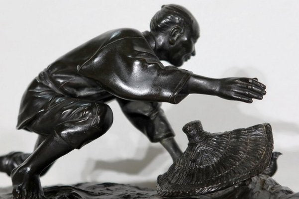 The Peasant Trapping the Bird Under His Hat, 20th-century, Bronze-RVK-1235582