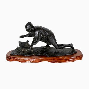 The Peasant Trapping the Bird Under His Hat, 20th-century, Bronze-RVK-1235582