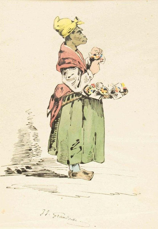 The Pedder - Original Ink Drawing and Watercolor by J.J. Grandville 1845 ca.