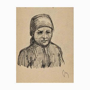 The Portrait of a Farmer Woman, Original Drawing, Early 20th-Century-ZCI-1255948