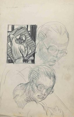 The Portraits, Original Drawing in Pencil, Mid-20th-Century-ZCI-1264851