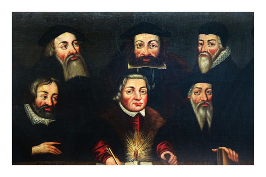 The Primitive Reformers - Oil on Canvas by English School Master 1600/1700 17th/18th Century