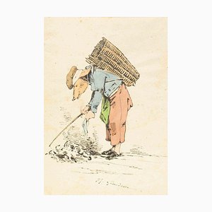 The Ragman - Original Ink Drawing and Watercolor by J.J. Grandville 1845 ca.-ZCI-760522