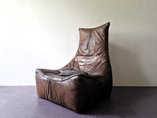 The Rock Dark Brown Leather Lounge Chair by Gerard Van Den Berg for Montis, the Netherlands, 1970s