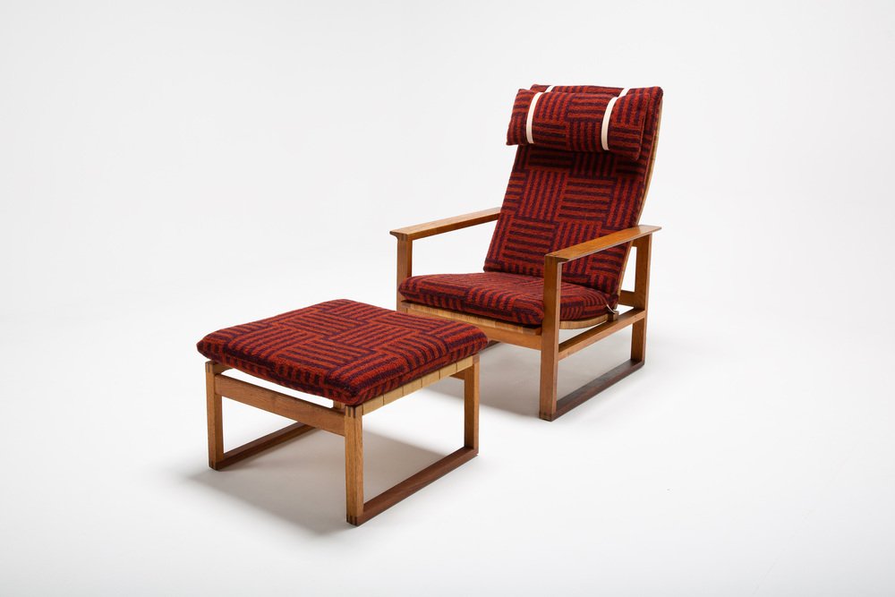 The Runner Chair and Foostool attributed to Børge Mogensen for Frederica Stolefabrik, 1950s, Set of 2,