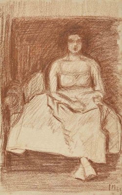 The Seated Woman, Original Drawing, Early 20th-Century-ZCI-1255926