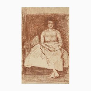 The Seated Woman, Original Drawing, Early 20th-Century-ZCI-1255926