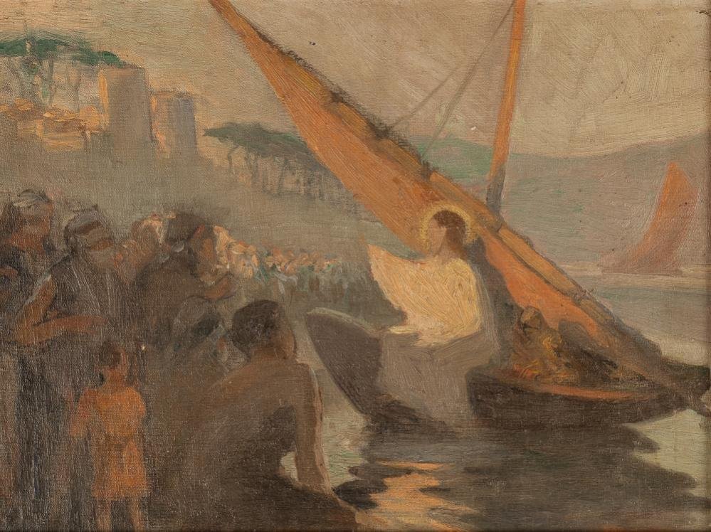 The Sermon of Jesus Christ on the Tiberias (Gennesaret) Lake Near Capernaum, Painting, Russian Empire, 1870s