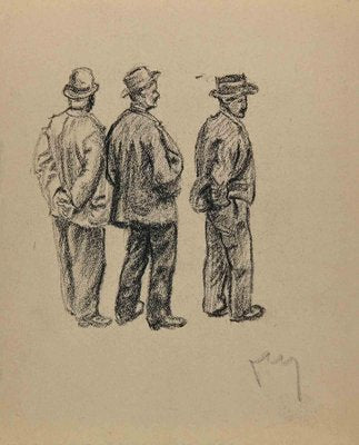 The Standing Men, Original Drawing, Early 20th-Century-ZCI-1250848