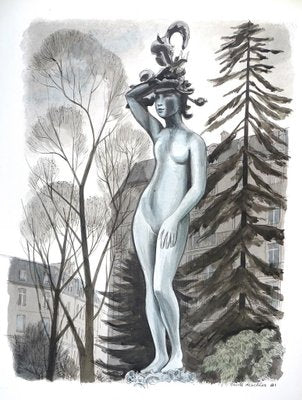 The Statue - 1980s - Emile Deschler - Watercolor - Modern 1981-ZCI-755062