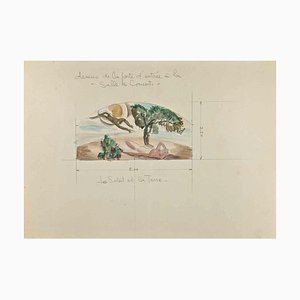 The Sun and the Earth, Drawing in Pencil & Watercolor, Early 20th-Century-ZCI-1264841