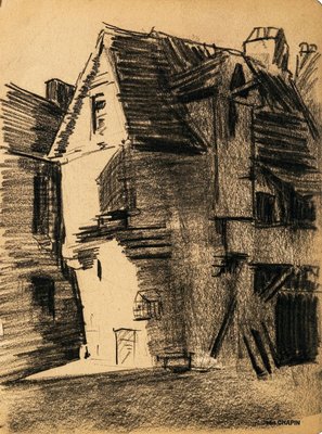 The Village - Original Charcoal Drawing by Jean Chapin - Early 1900 Early 1900-ZCI-760756