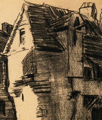 The Village - Original Charcoal Drawing by Jean Chapin - Early 1900 Early 1900-ZCI-760756