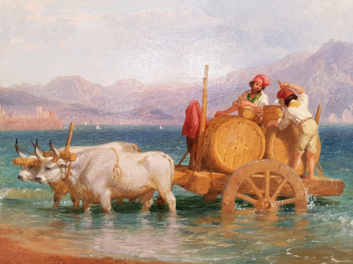 The Wagon of the Coopers in the Gulf of Naples with the Vesuvius on Background