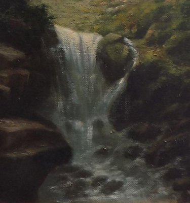 The Waterfall, English School, Italy, Oil on Canvas, Framed-YUW-1299387