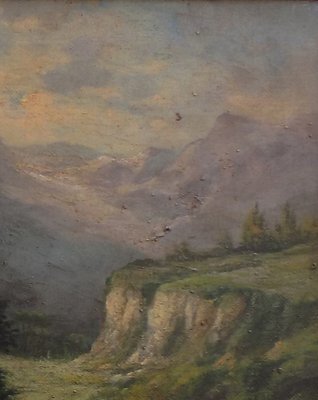 The Waterfall, English School, Italy, Oil on Canvas, Framed-YUW-1299387