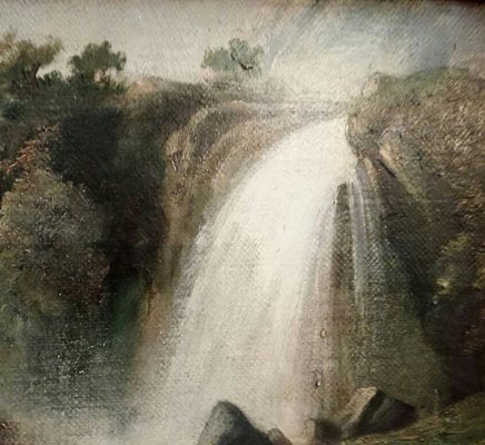 The Waterfall, French School, Italy, Oil on Canvas, Framed-YUW-1299389