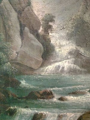 The Waterfall, French School, Italy, Oil on Canvas, Framed-YUW-1299389