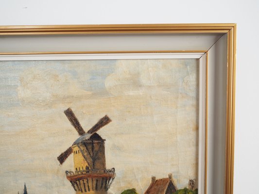 The Windmill Above the Marina, 1970s, Wood, Framed-VND-1735397