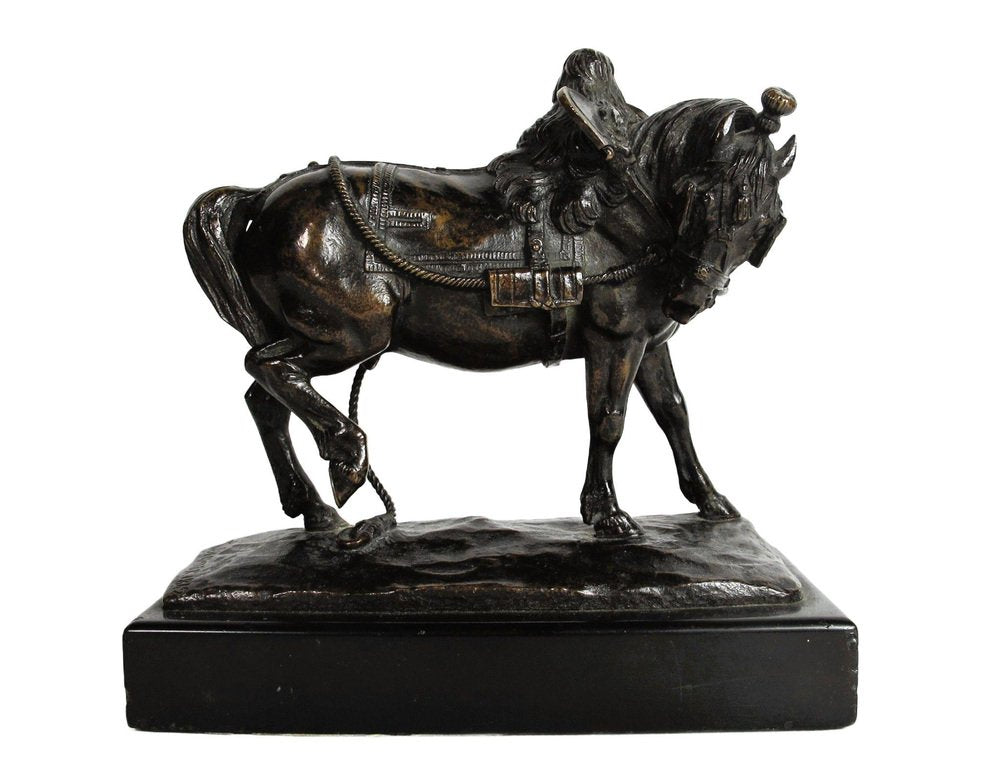 Théodore Gechter, Harnessed Draft Horse, 1800s, Bronze