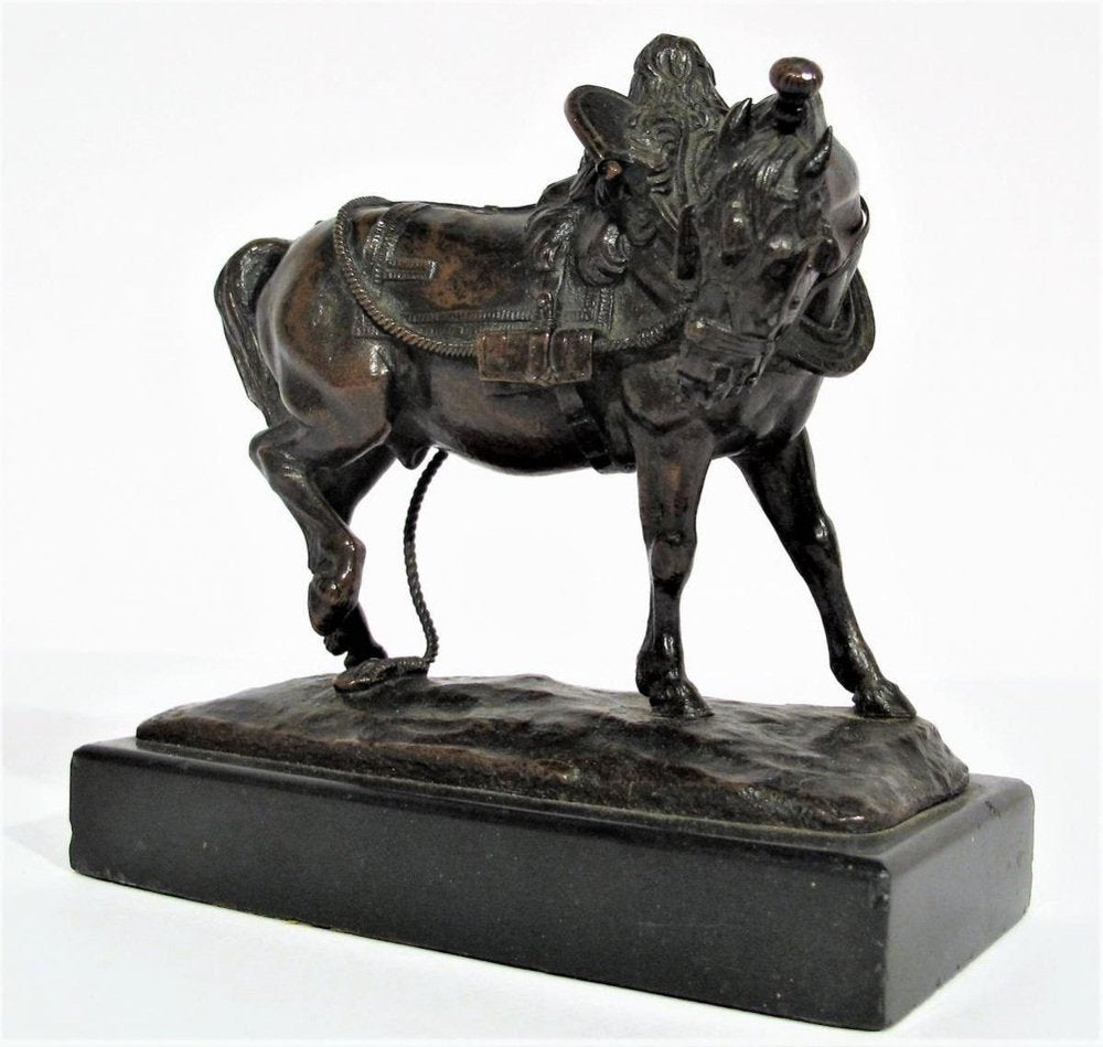 Théodore Gechter, Harnessed Draft Horse, 1800s, Bronze