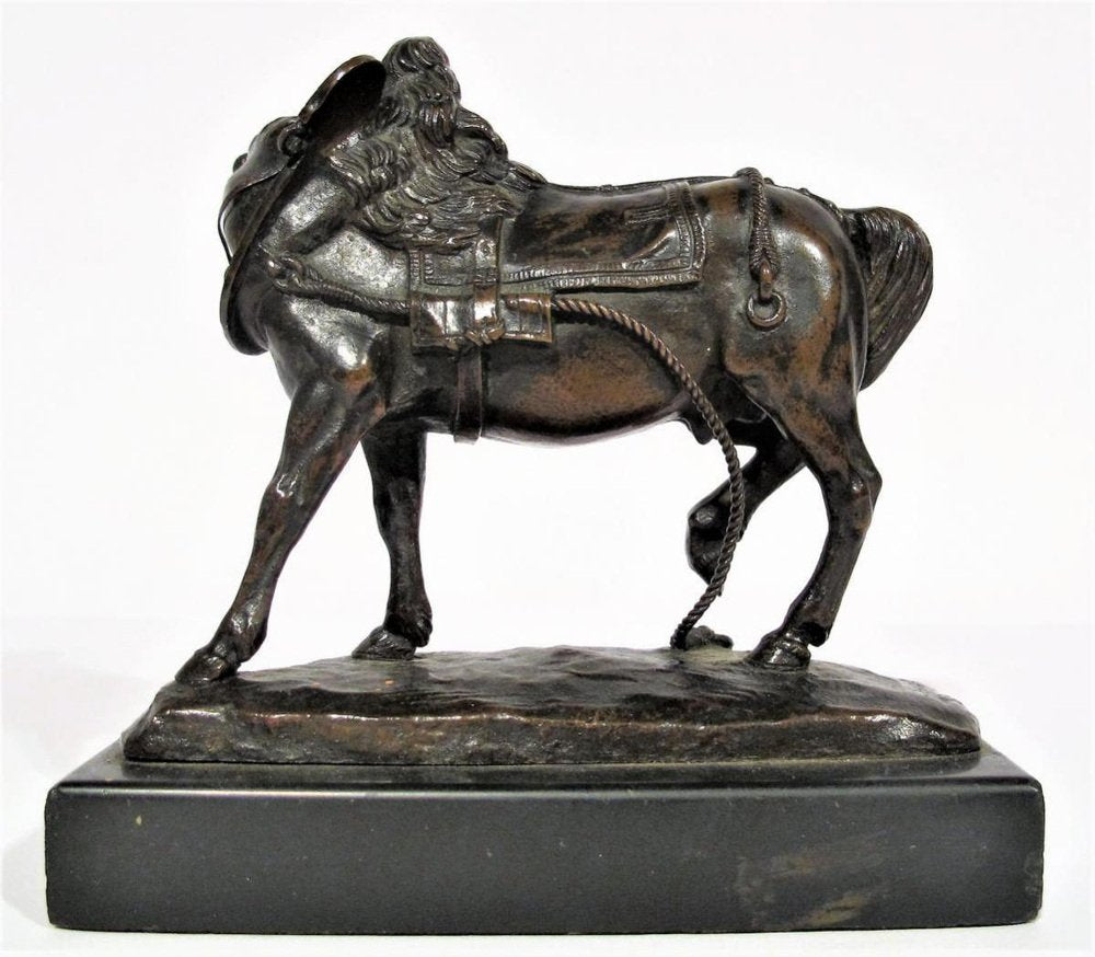 Théodore Gechter, Harnessed Draft Horse, 1800s, Bronze