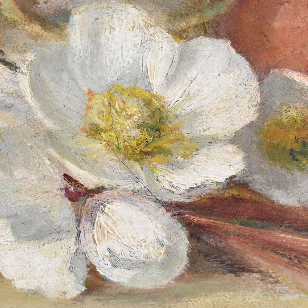 Théodore Lespinasse, Vase with White Anemones, Oil on Canvas, 1900, Framed