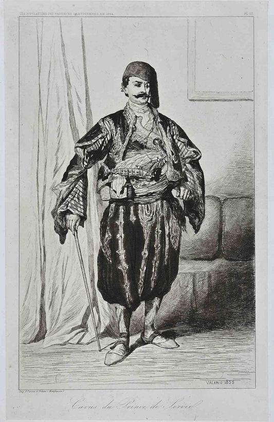 Theodore Valerio, Cavas du Prince de Serviel, Original Etching, 1855