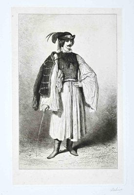 Theodore Valerio, Serbian Musician, Original Etching, 1854-ZCI-1277267