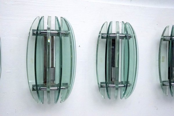 Thick Glass Sconces by Veca, Italy, 1960s, Set of 4-OT-2040515