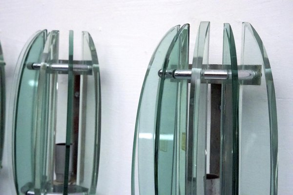 Thick Glass Sconces by Veca, Italy, 1960s, Set of 4-OT-2040515