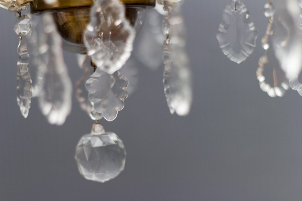 Thirteen-Light Crystal Chandelier in the Style of Maria Theresa, 1950s